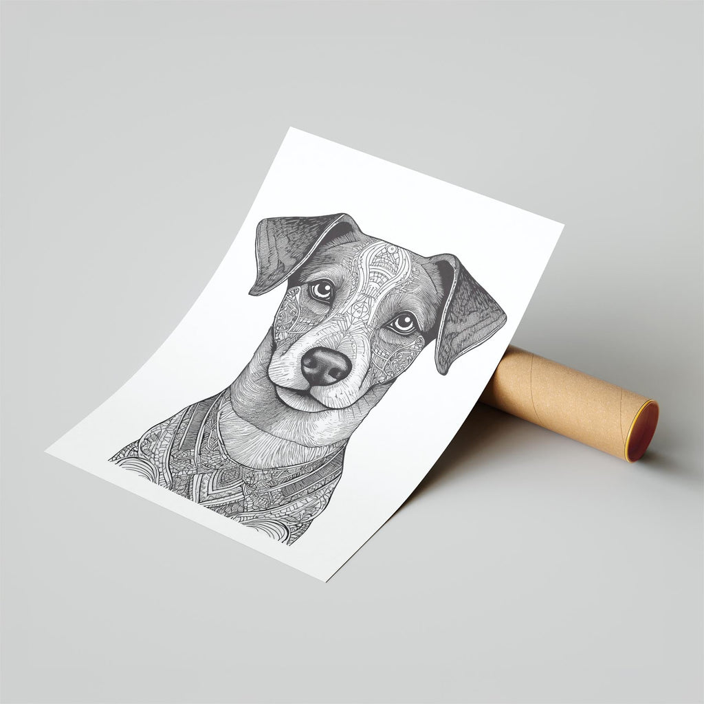 Jack Russell Mandala Black and White Dog Series image 6