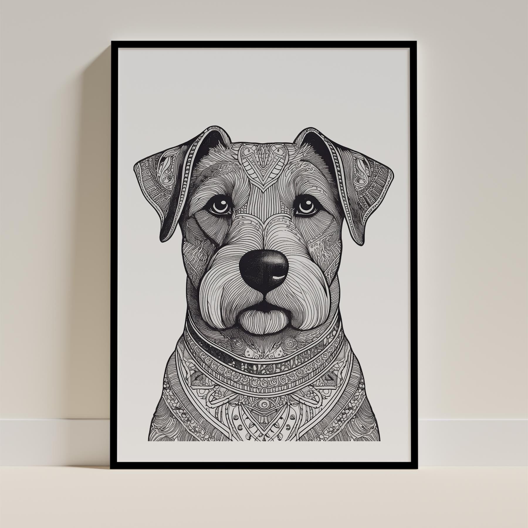 Australian Terrier Mandala Black and White Dog Series image 0