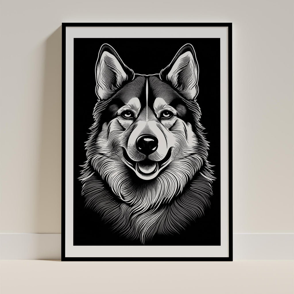 Alaskan Malamute Line Dog Series in Black and White image 0