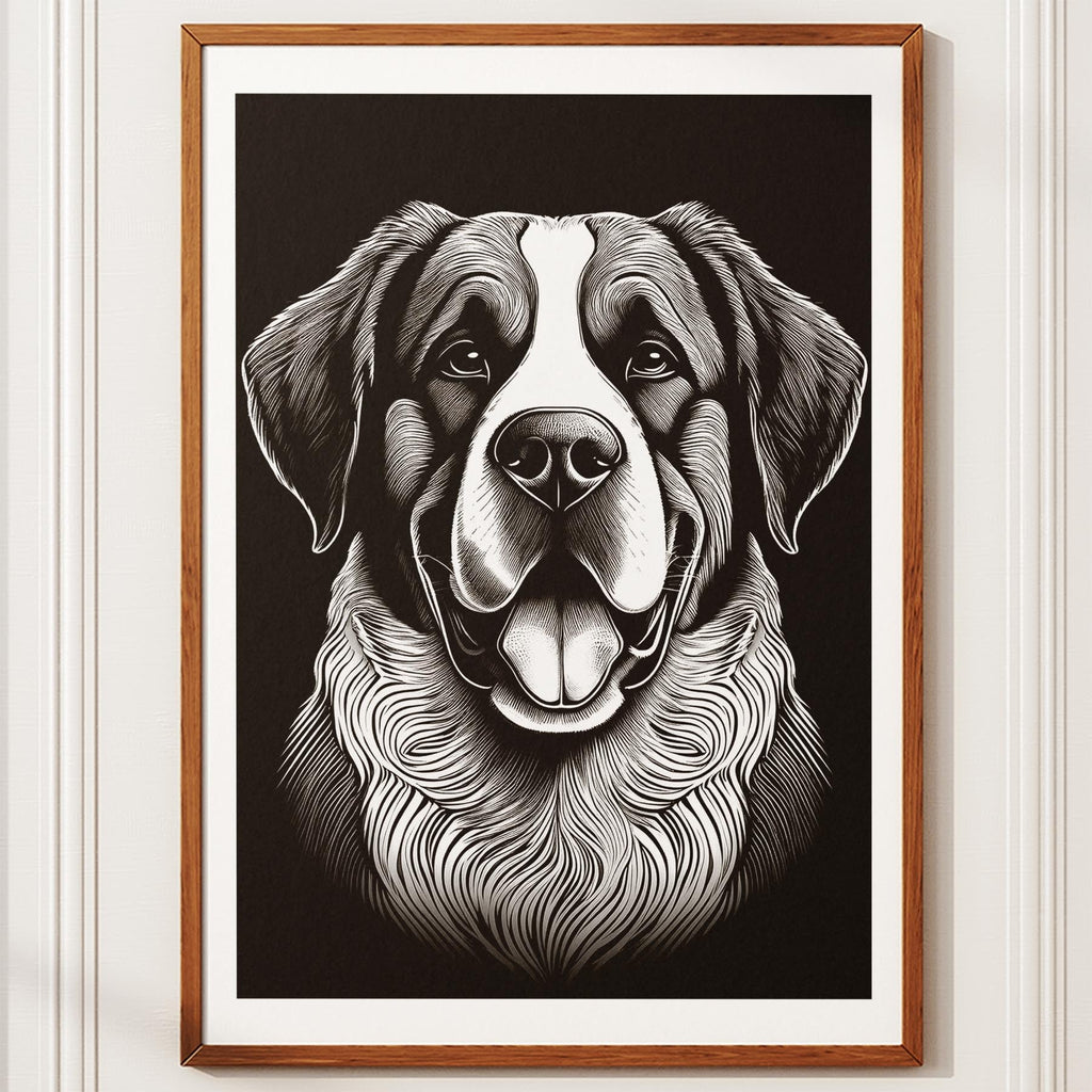 Saint Bernard Line Dog Series in Black and White image 10
