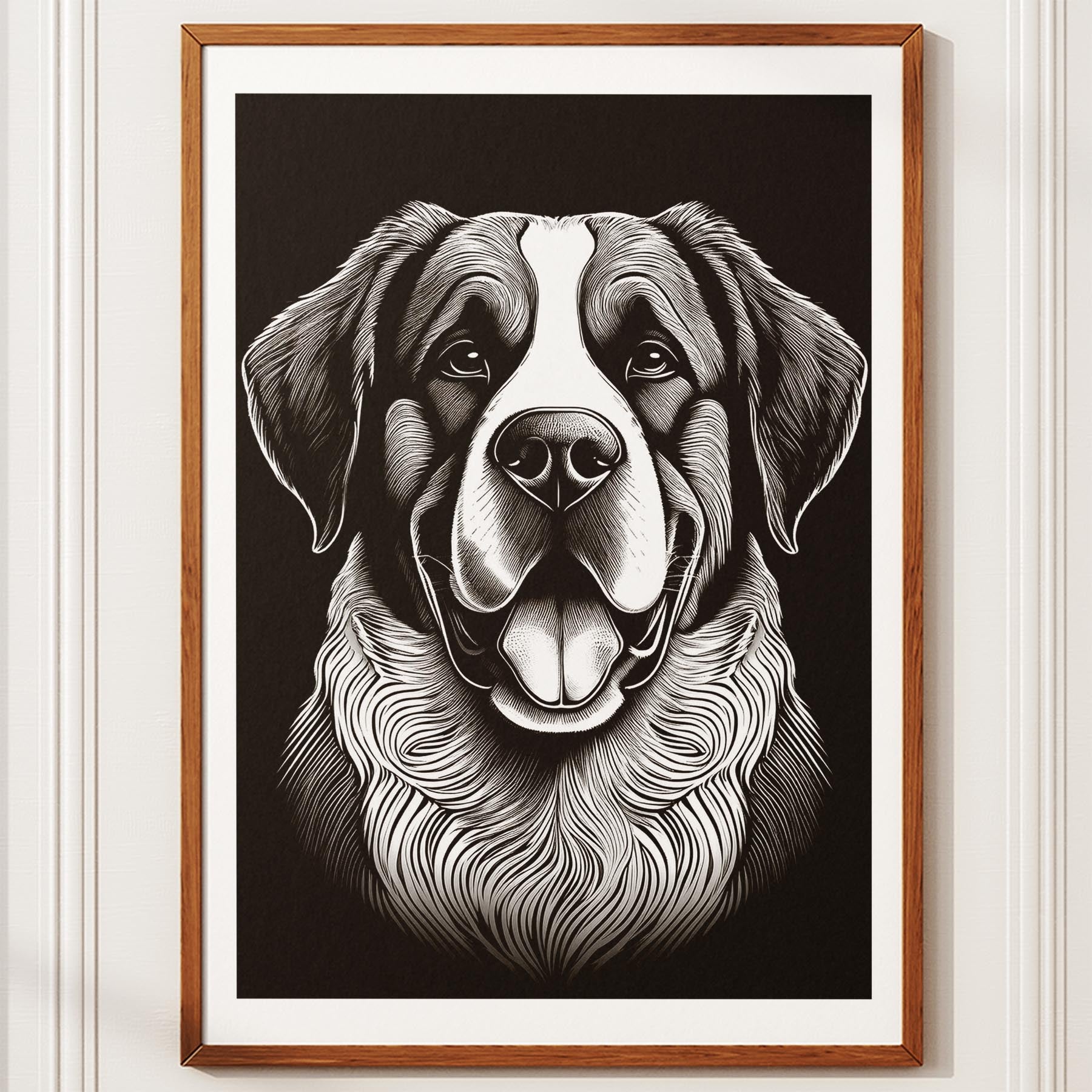 Saint Bernard Line Dog Series in Black and White image 10
