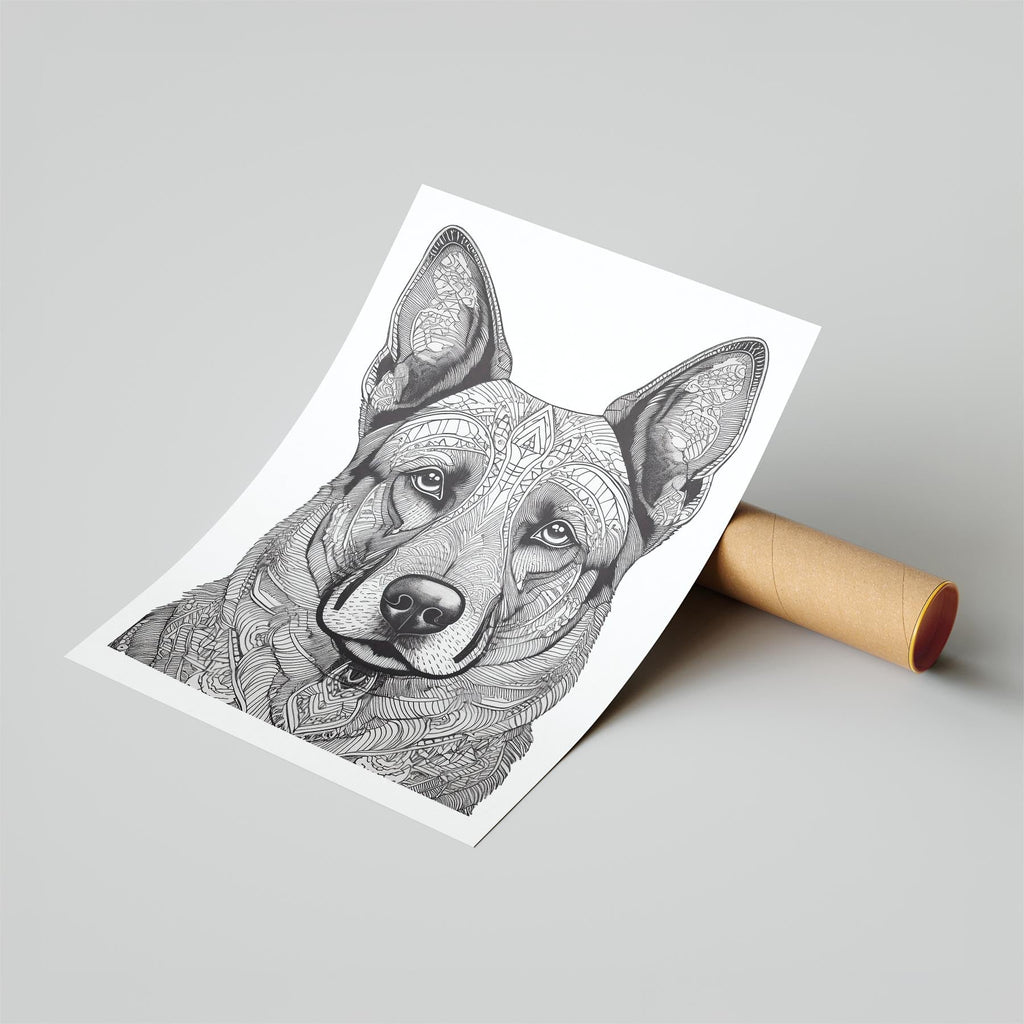 German Shepherd Mandala Black and White Dog Series image 6