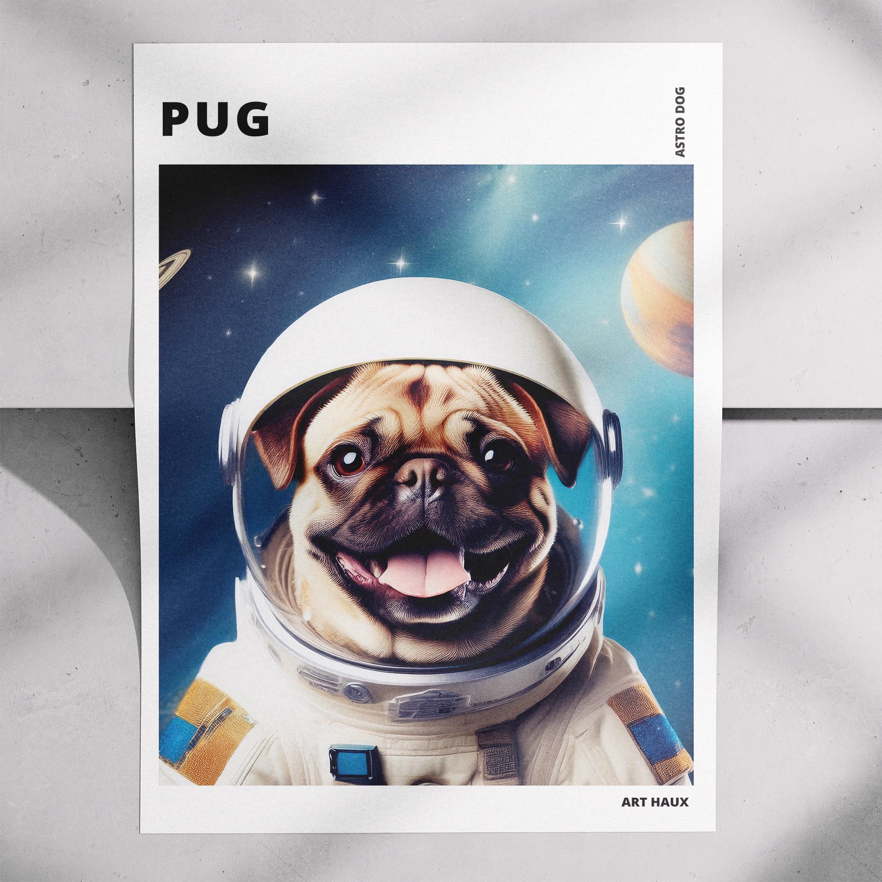 Pug Astronaut Dog Series with Text Astro Dog image 7