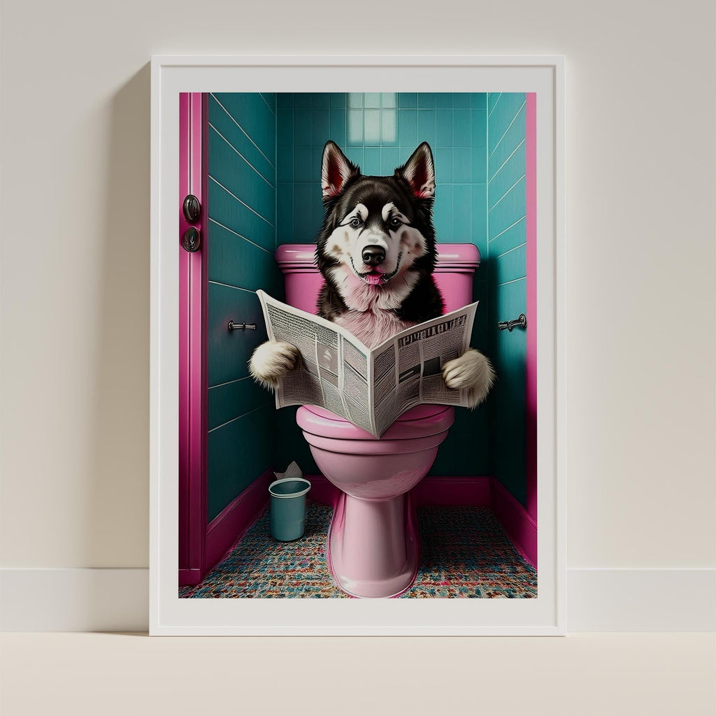 Alaskan Malamute Toilet Dogs PInk and Turquise image 9