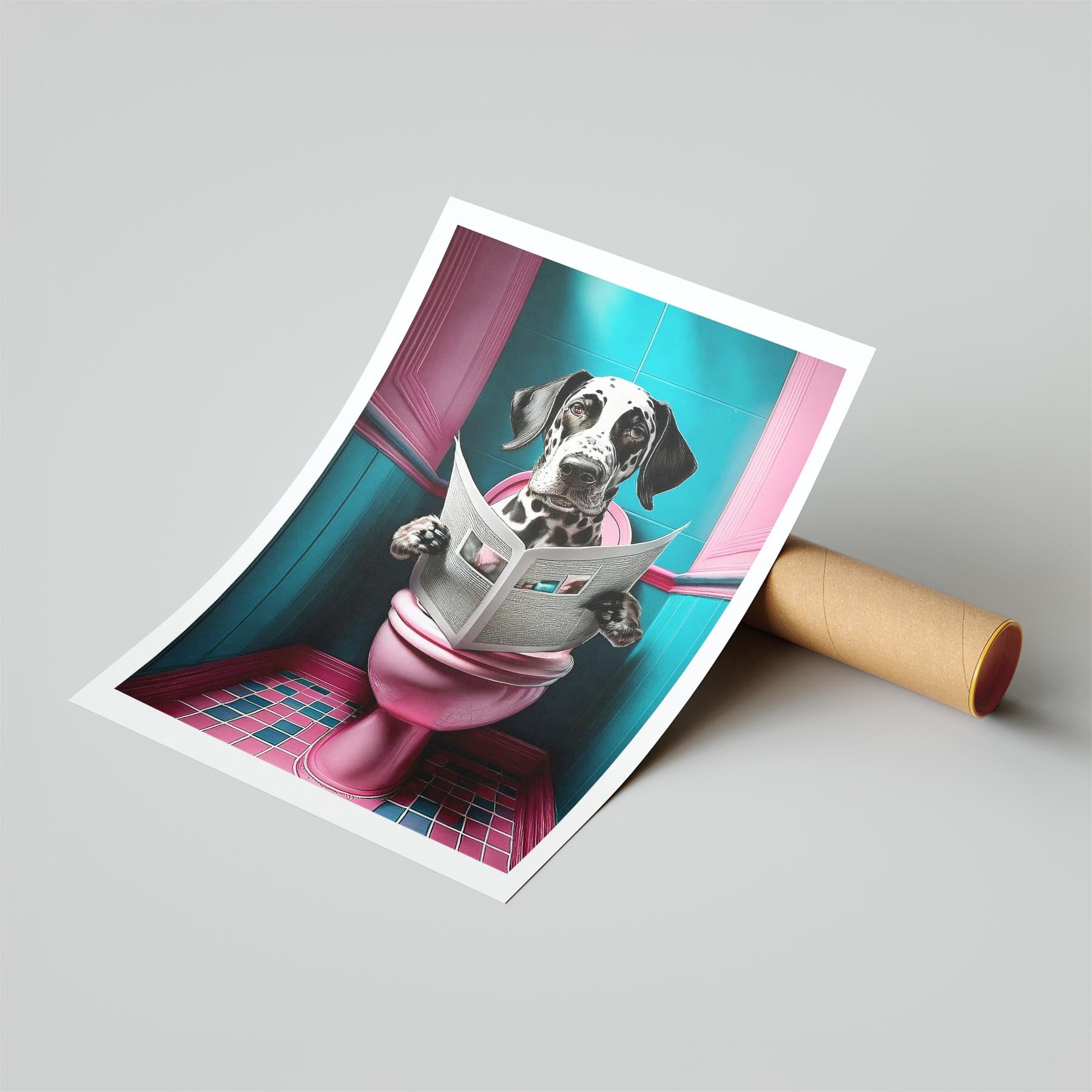 Dalmatian Toilet Dogs PInk and Turquise image 6