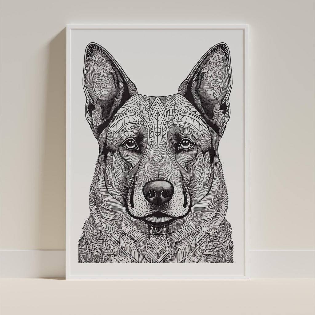 German Shepherd Mandala Black and White Dog Series image 9