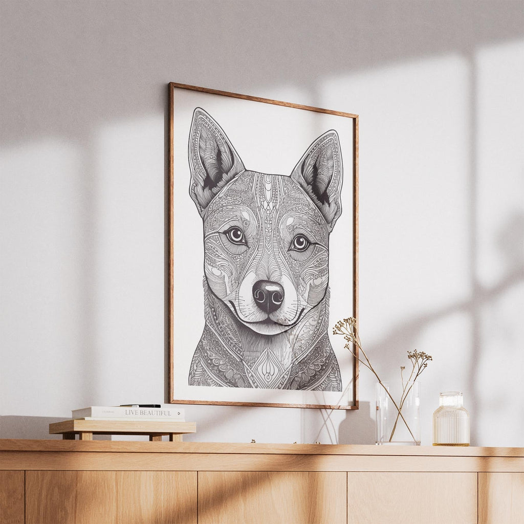 Shiba Mandala Black and White Dog Series image 5