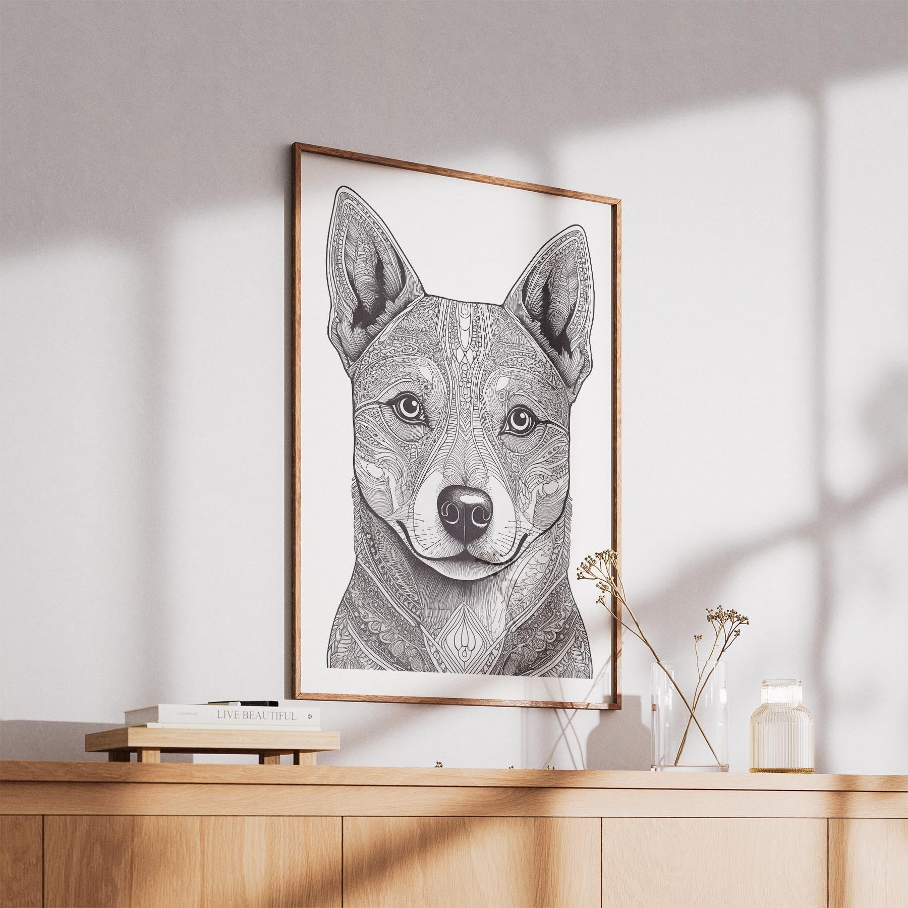 Shiba Mandala Black and White Dog Series image 5