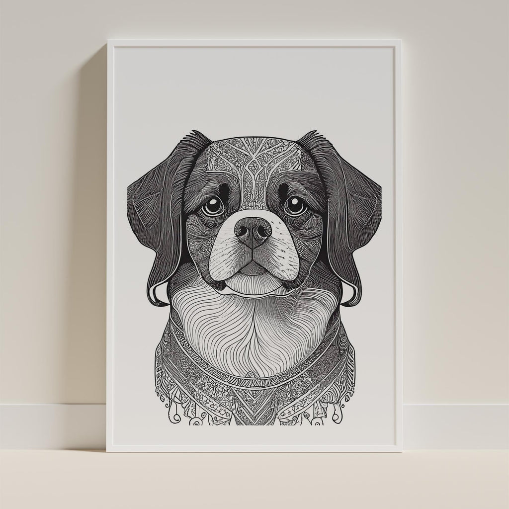Japanese Chin Mandala Black and White Dog Series image 9