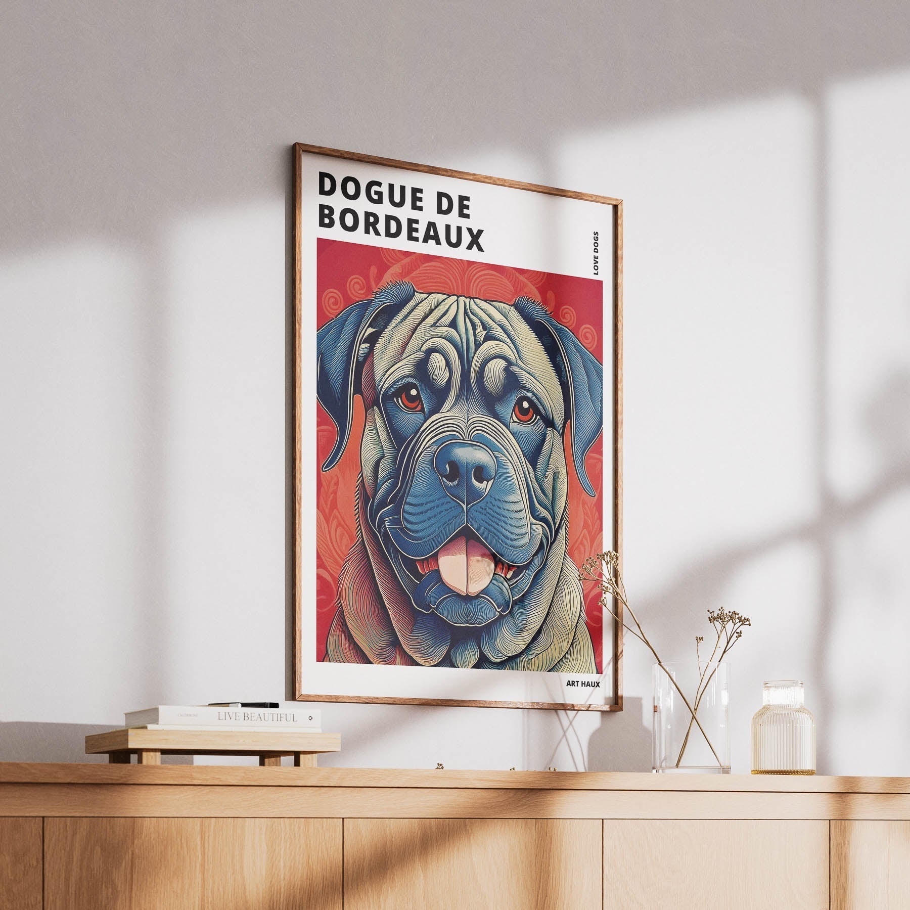 Dogue de Bordeaux Hokusai Japanese Inspired Dog Series with Text image 5