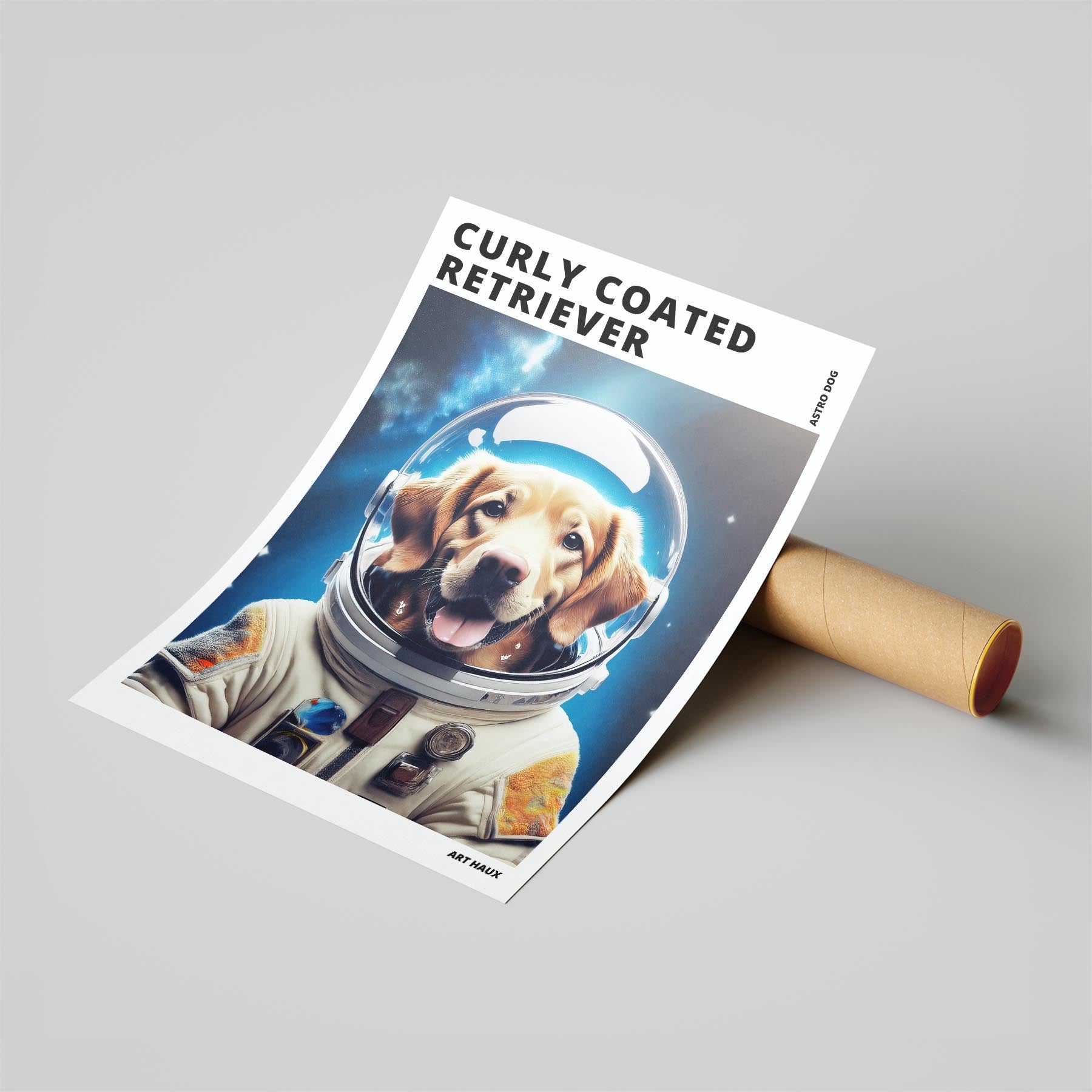 Curly Coated Retriever Astronaut Dog Series with Text Astro Dog image 6