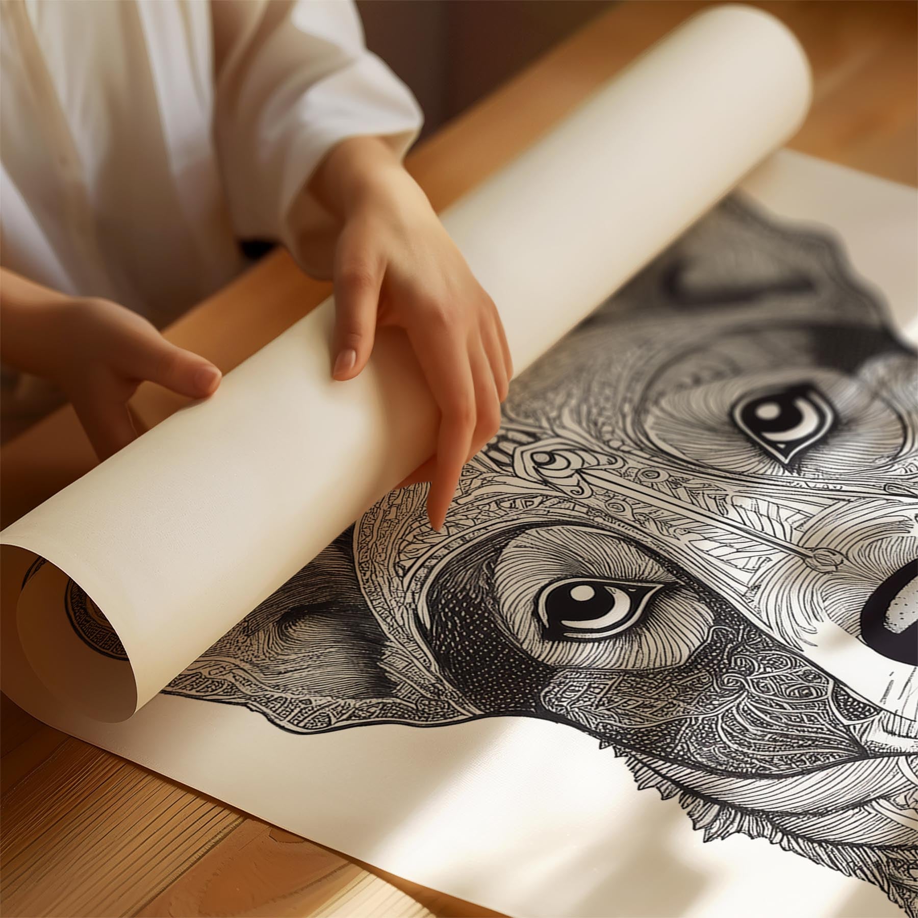 Corgi Mandala Black and White Dog Series image 1