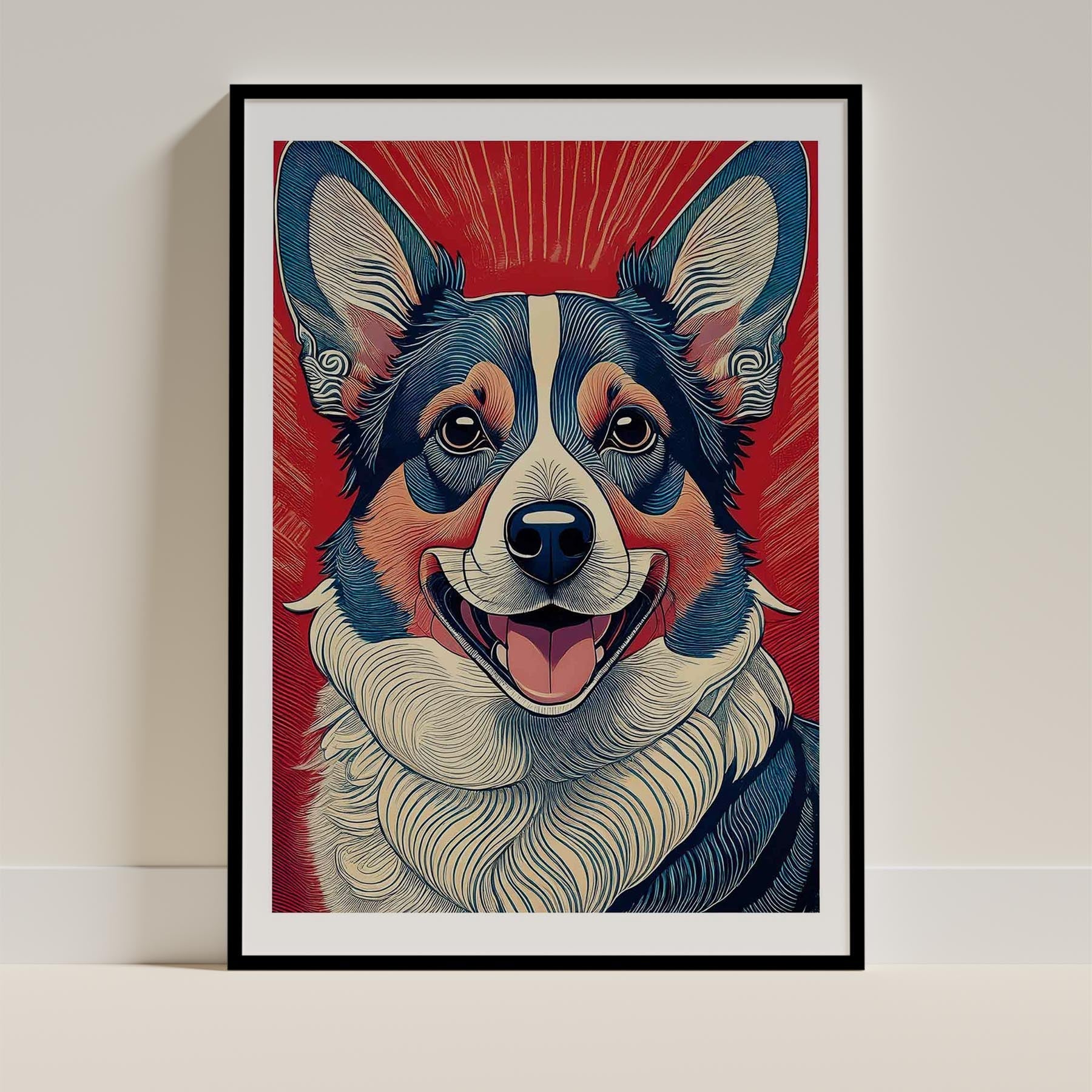Corgi Hokusai Japanese Inspired Dog Series image 0