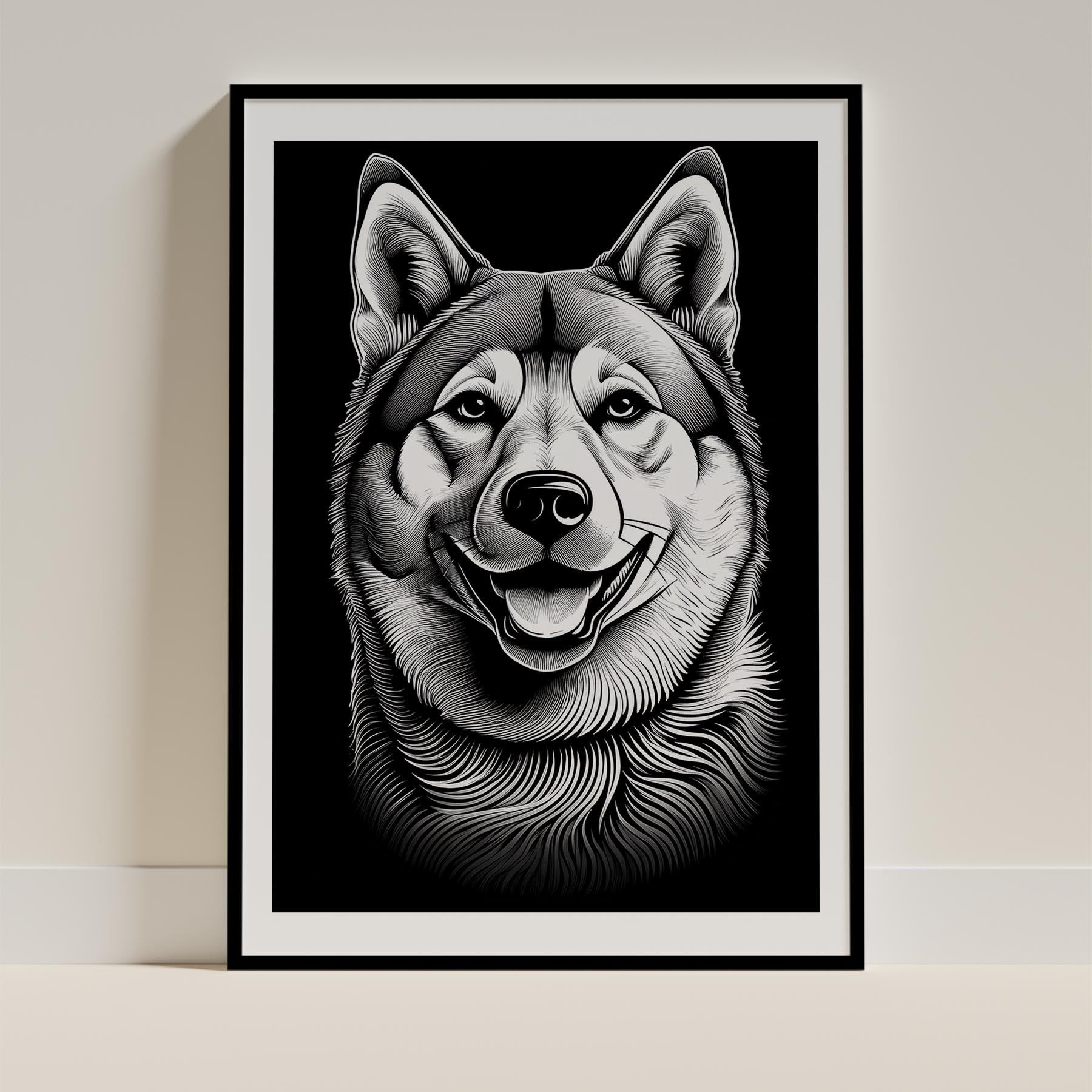 Akita Inu Line Dog Series in Black and White image 0