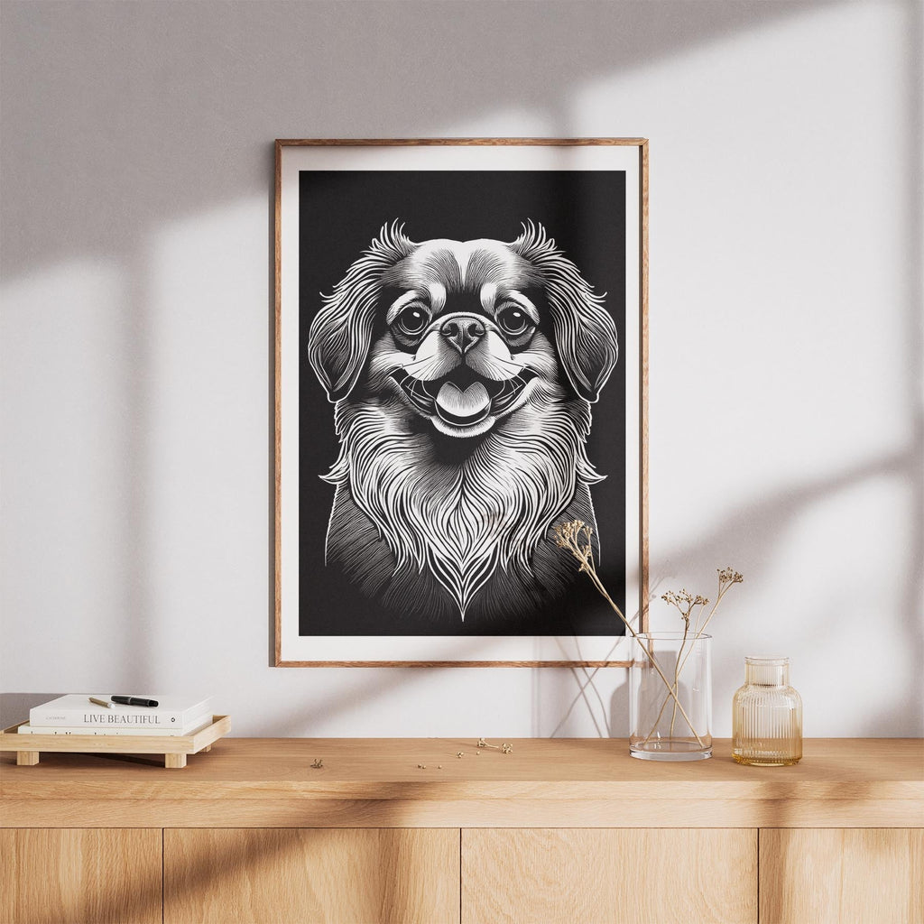 Pekingese Line Dog Series in Black and White image 8