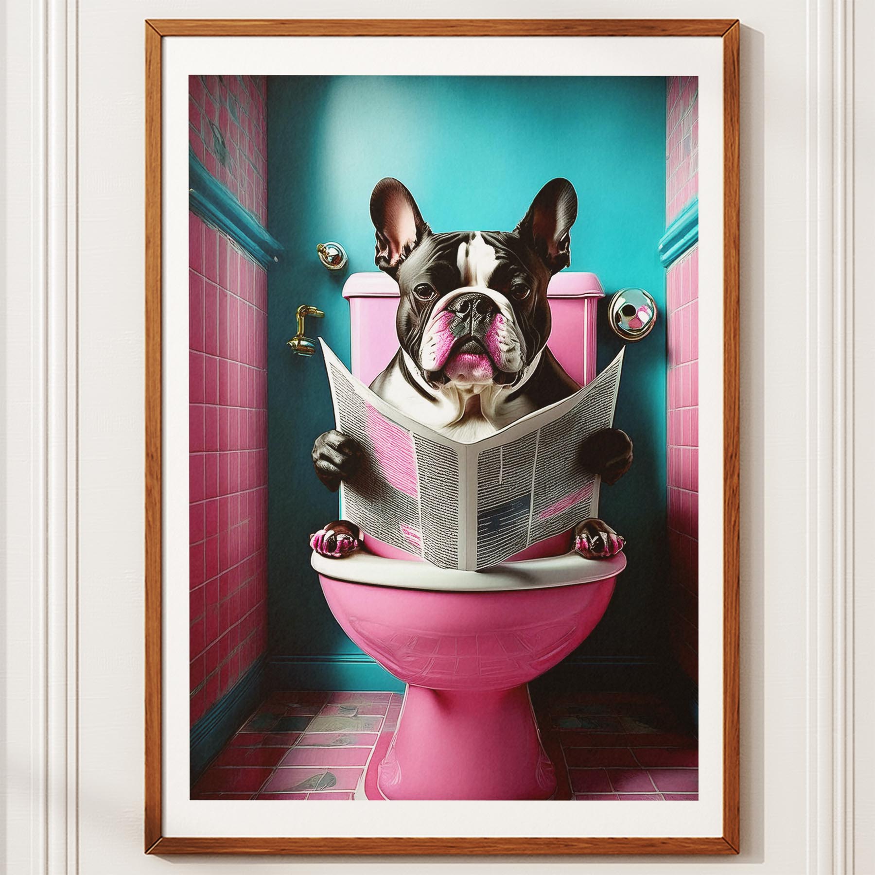Bulldog Toilet Dogs PInk and Turquise image 10