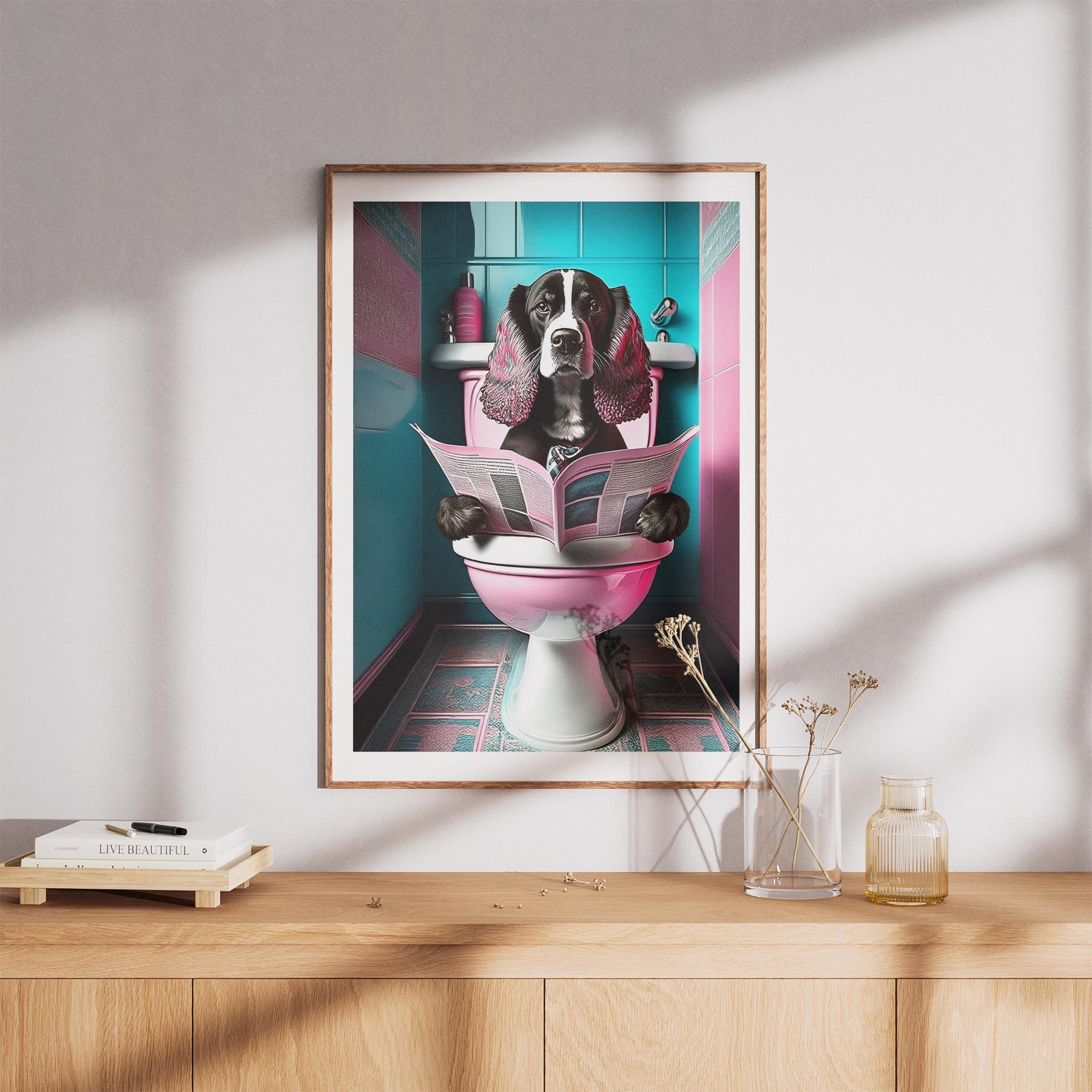 Cocker Spaniel Toilet Dogs PInk and Turquise image 8