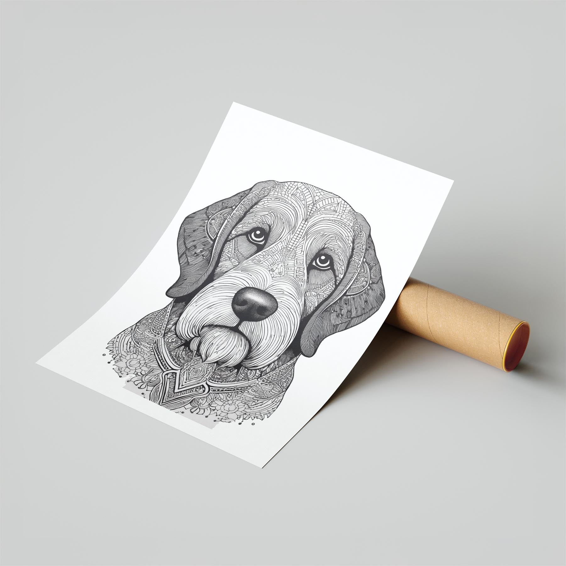 Old English Sheepdog Mandala Black and White Dog Series image 6