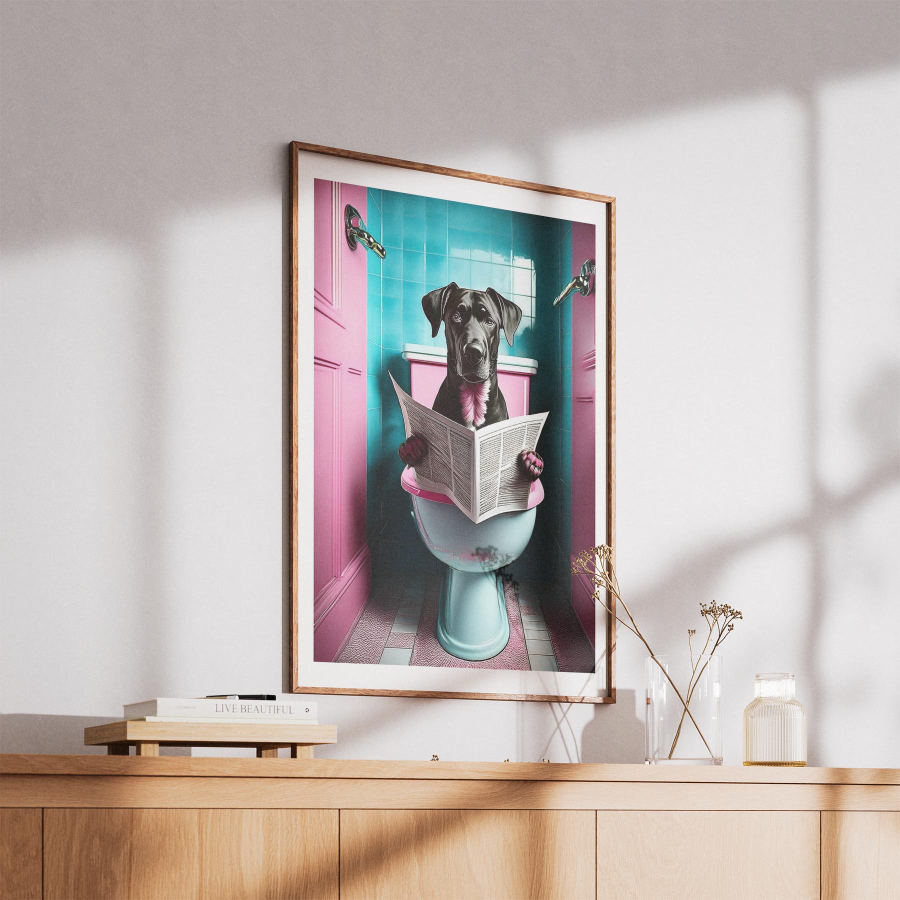 Rhoedesian Ridgeback Toilet Dogs PInk and Turquise image 5