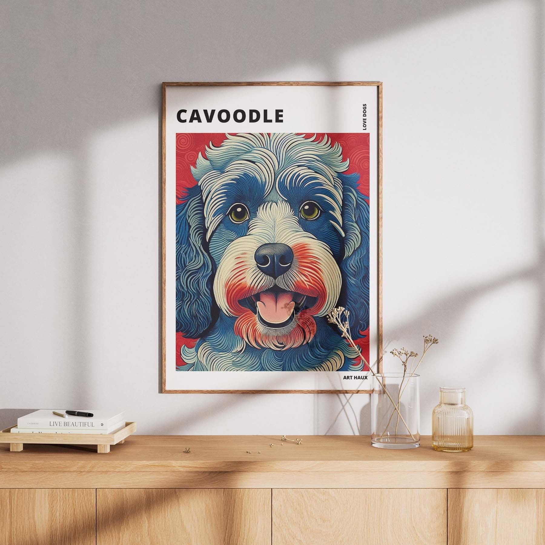 Cavoodle Hokusai Japanese Inspired Dog Series with Text image 7
