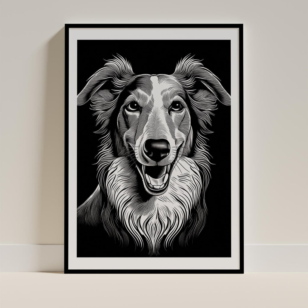 Borzoi Line Dog Series in Black and White image 0