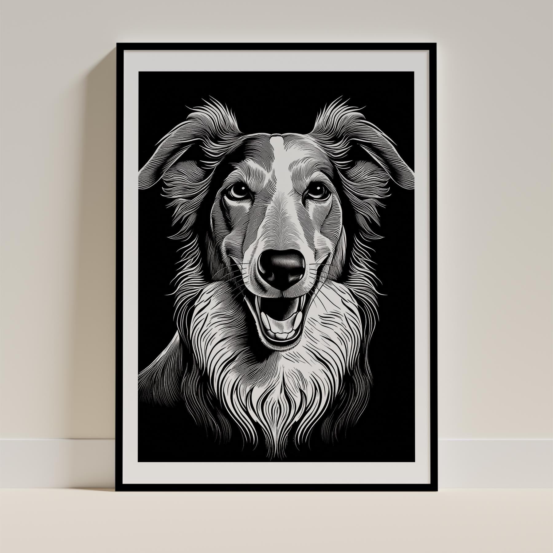 Borzoi Line Dog Series in Black and White image 0