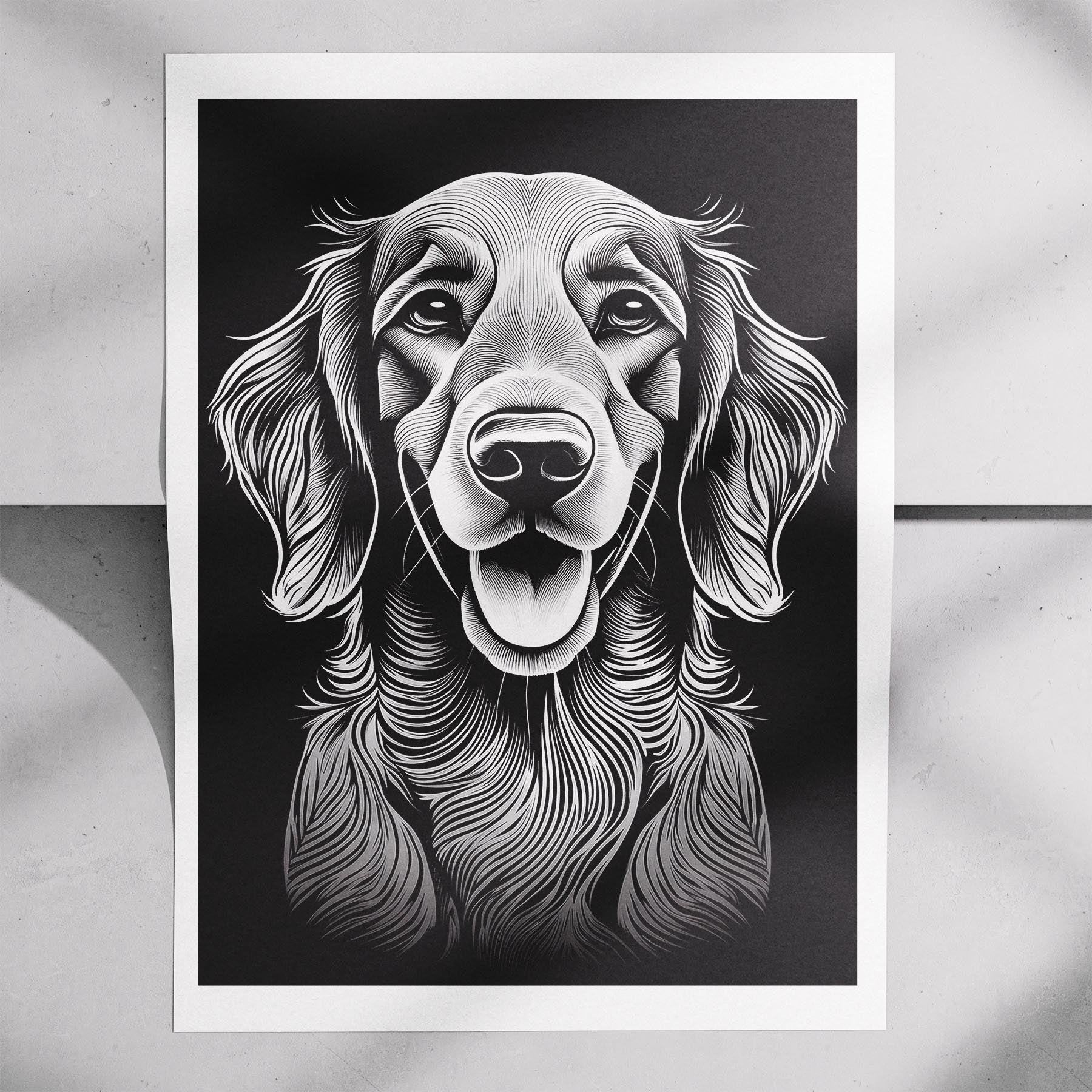 Irish Setter Line Dog Series in Black and White image 7