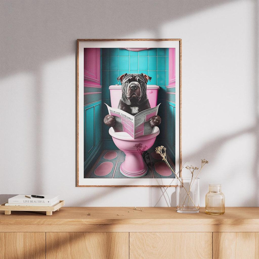 Shar Pei Toilet Dogs PInk and Turquise image 8