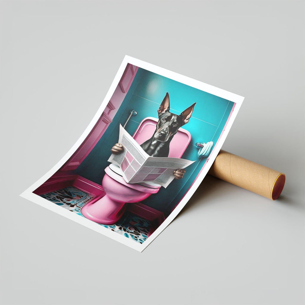 Doberman Toilet Dogs PInk and Turquise image 6