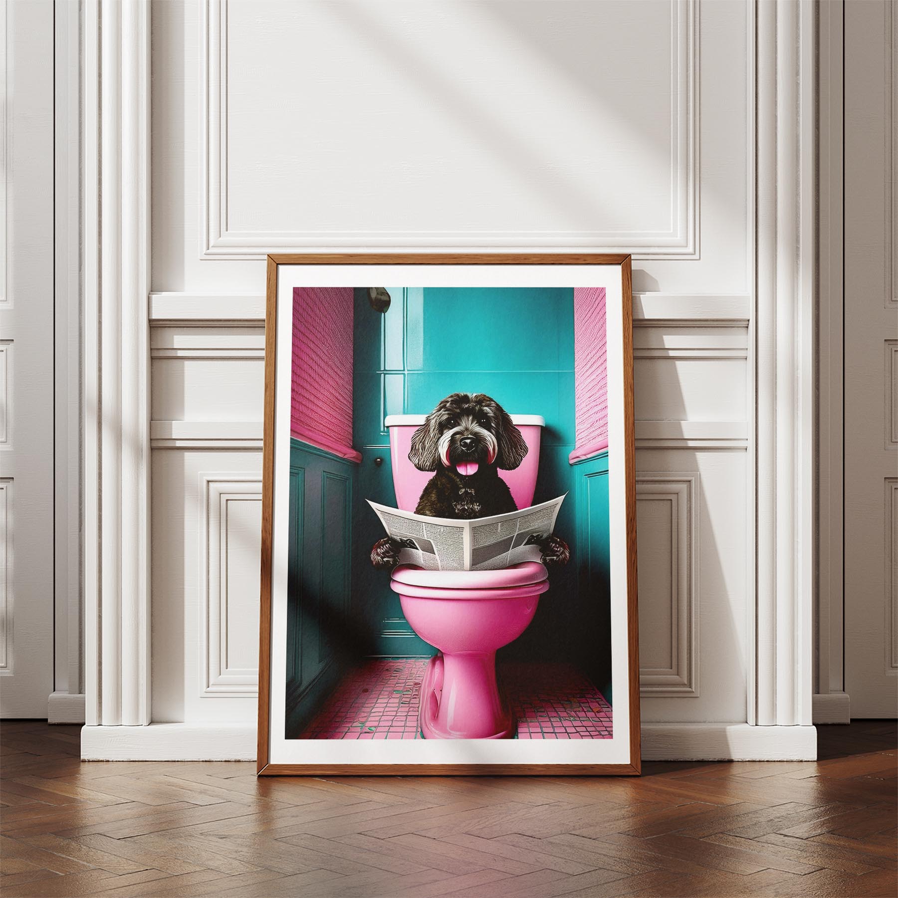 Groodle Toilet Dogs PInk and Turquise image 4