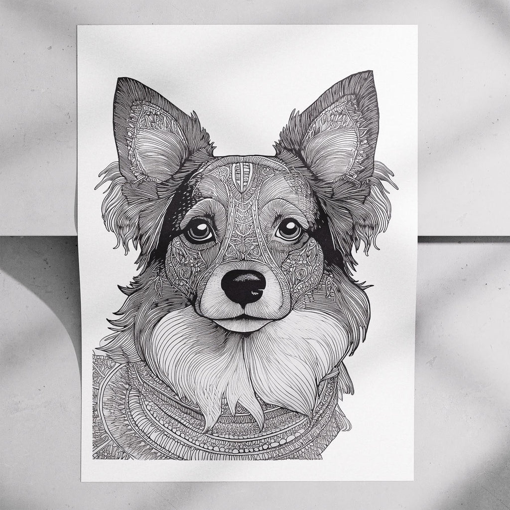 Papillon Mandala Black and White Dog Series image 7