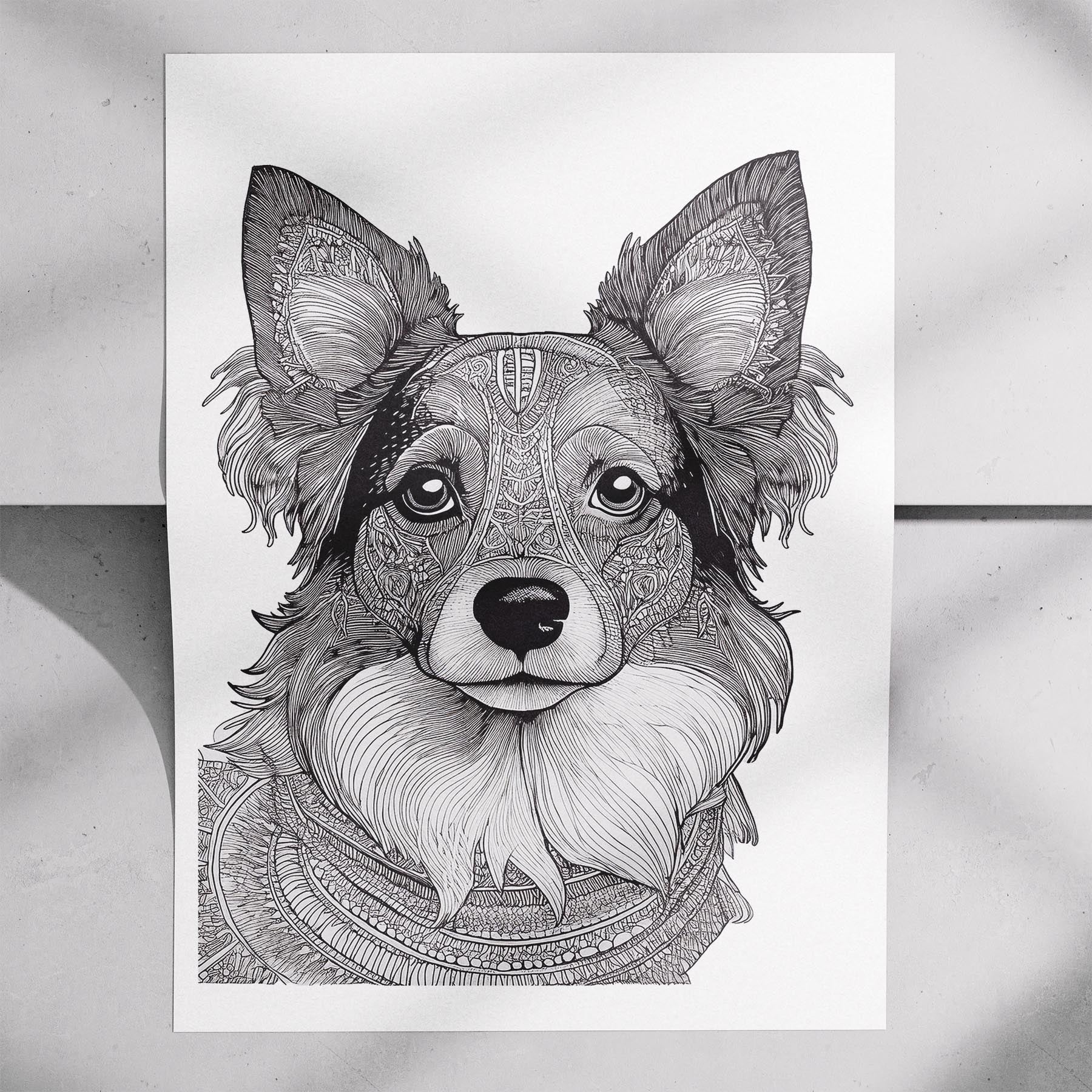 Papillon Mandala Black and White Dog Series image 7