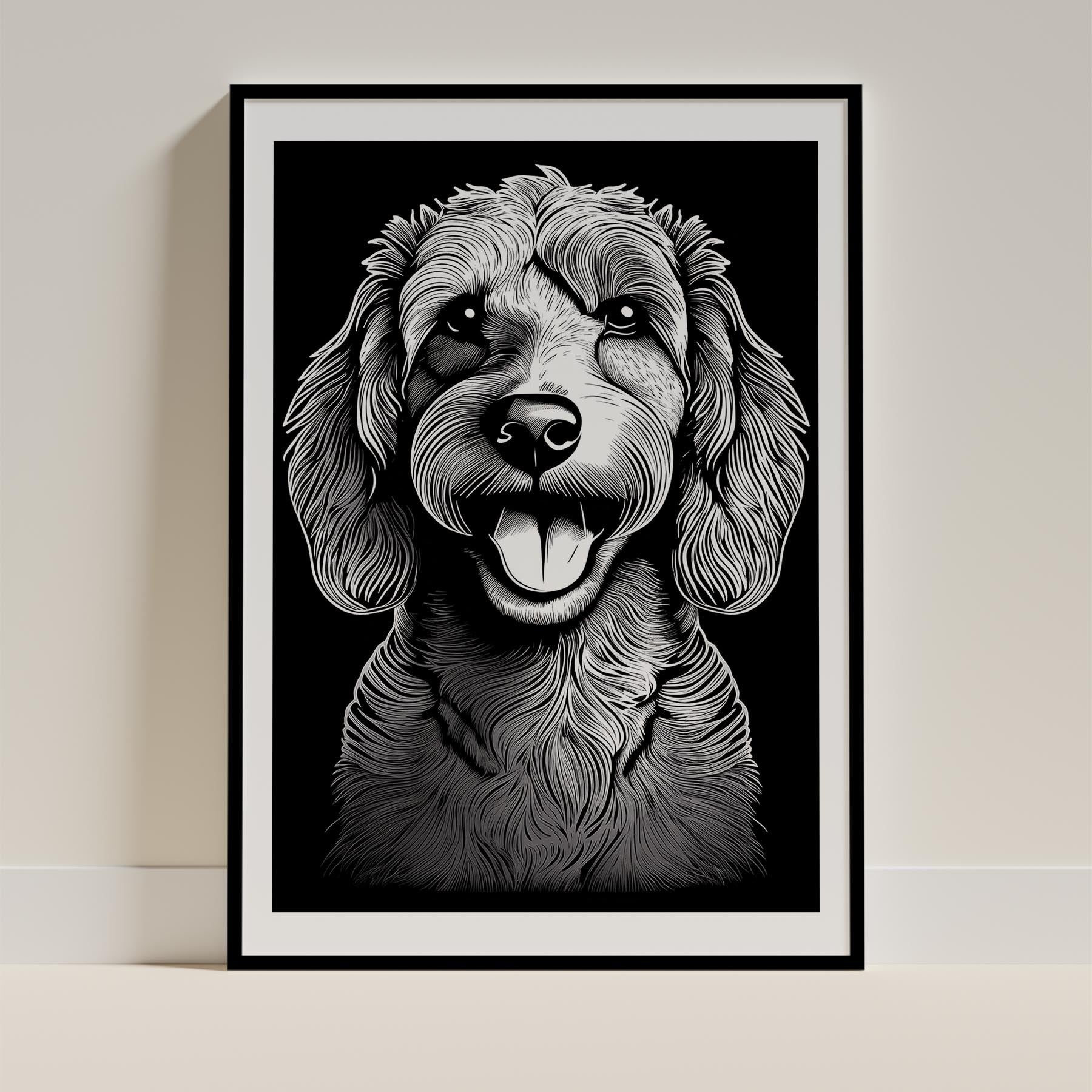 Cavoodle Line Dog Series in Black and White image 0