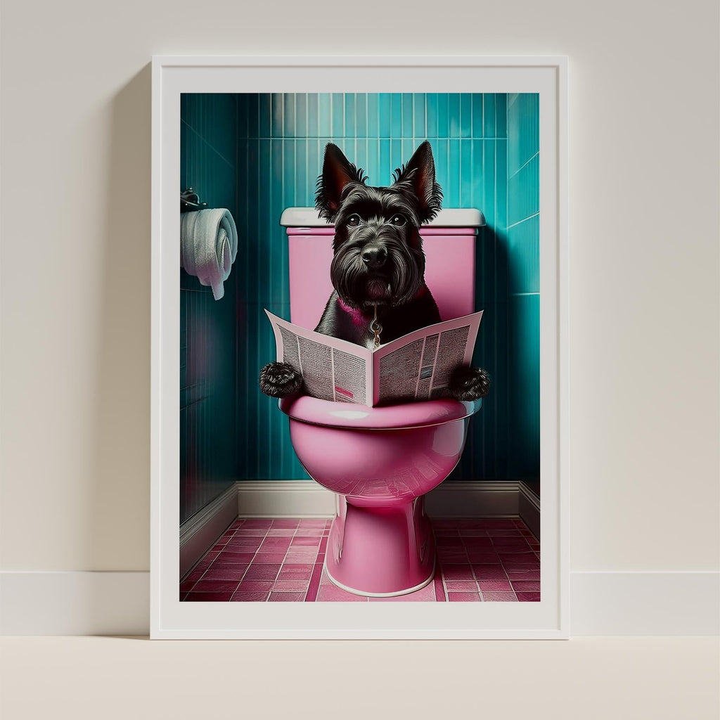 Black Russian Terrier Toilet Dogs PInk and Turquise image 9