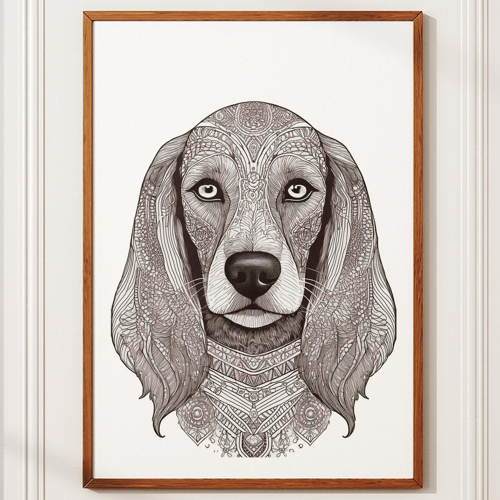 Afghan Mandala Black and White Dog Series image 10