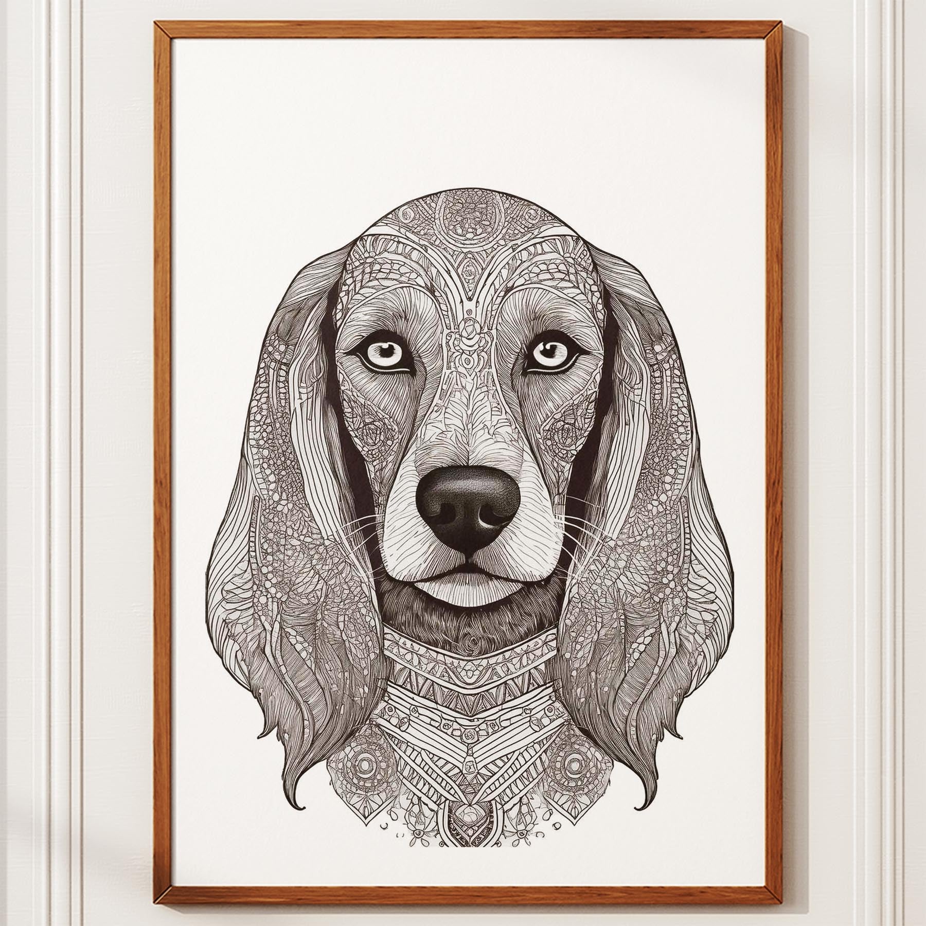 Afghan Mandala Black and White Dog Series image 10