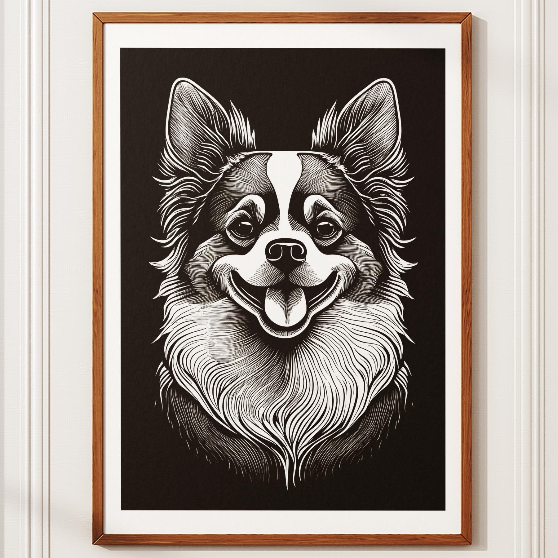 Japanese Chin Line Dog Series in Black and White image 10