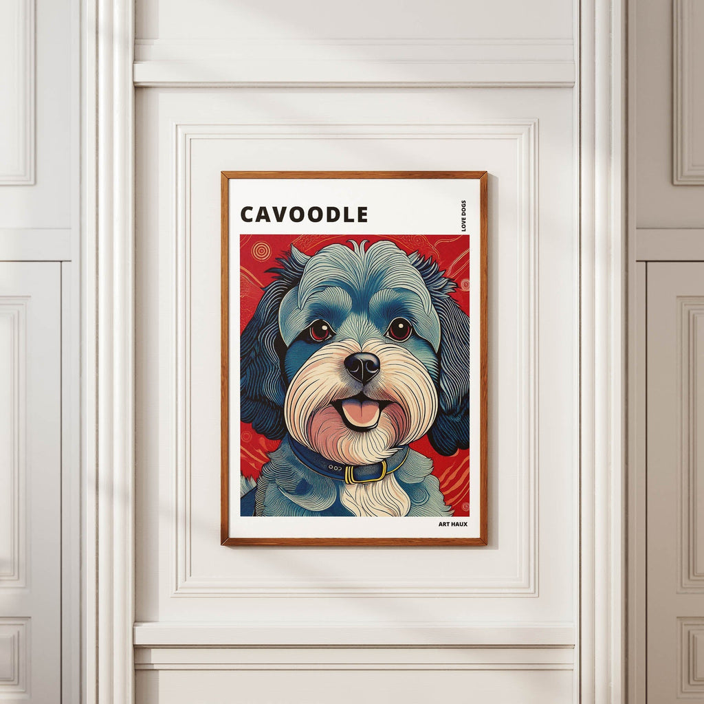 Cavoodle Hokusai Japanese Inspired Dog Series with Text image 3