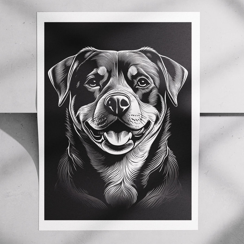 Rottweiler Line Dog Series in Black and White image 7