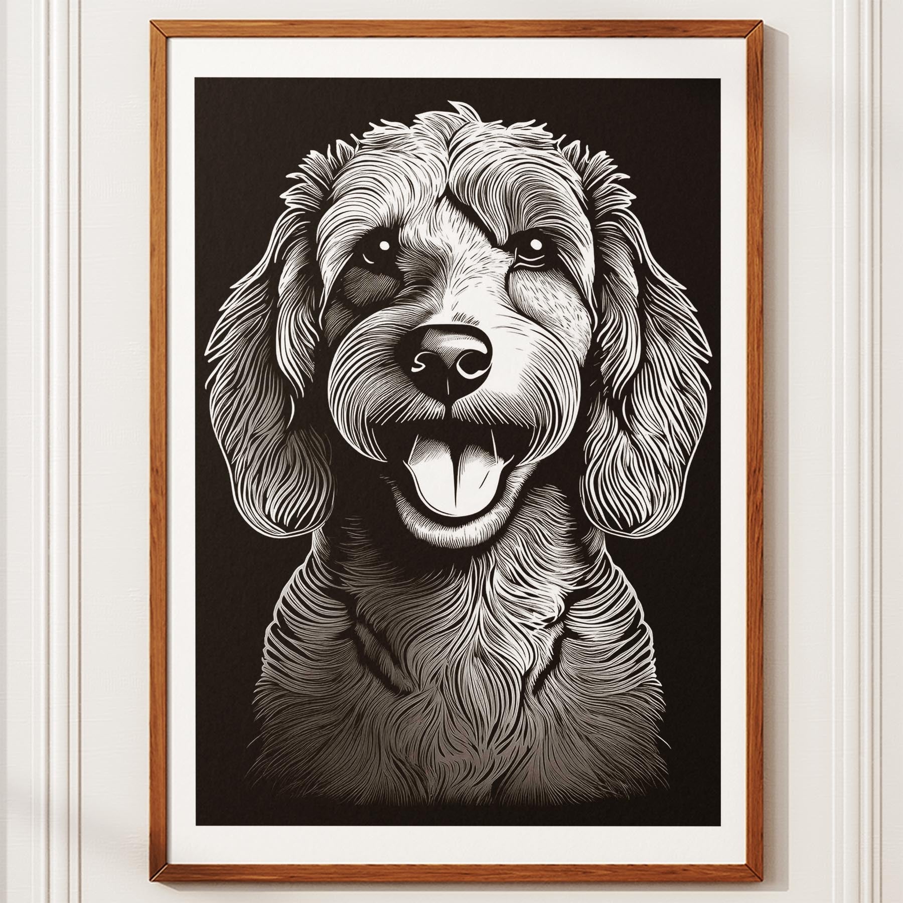 Cavoodle Line Dog Series in Black and White image 10