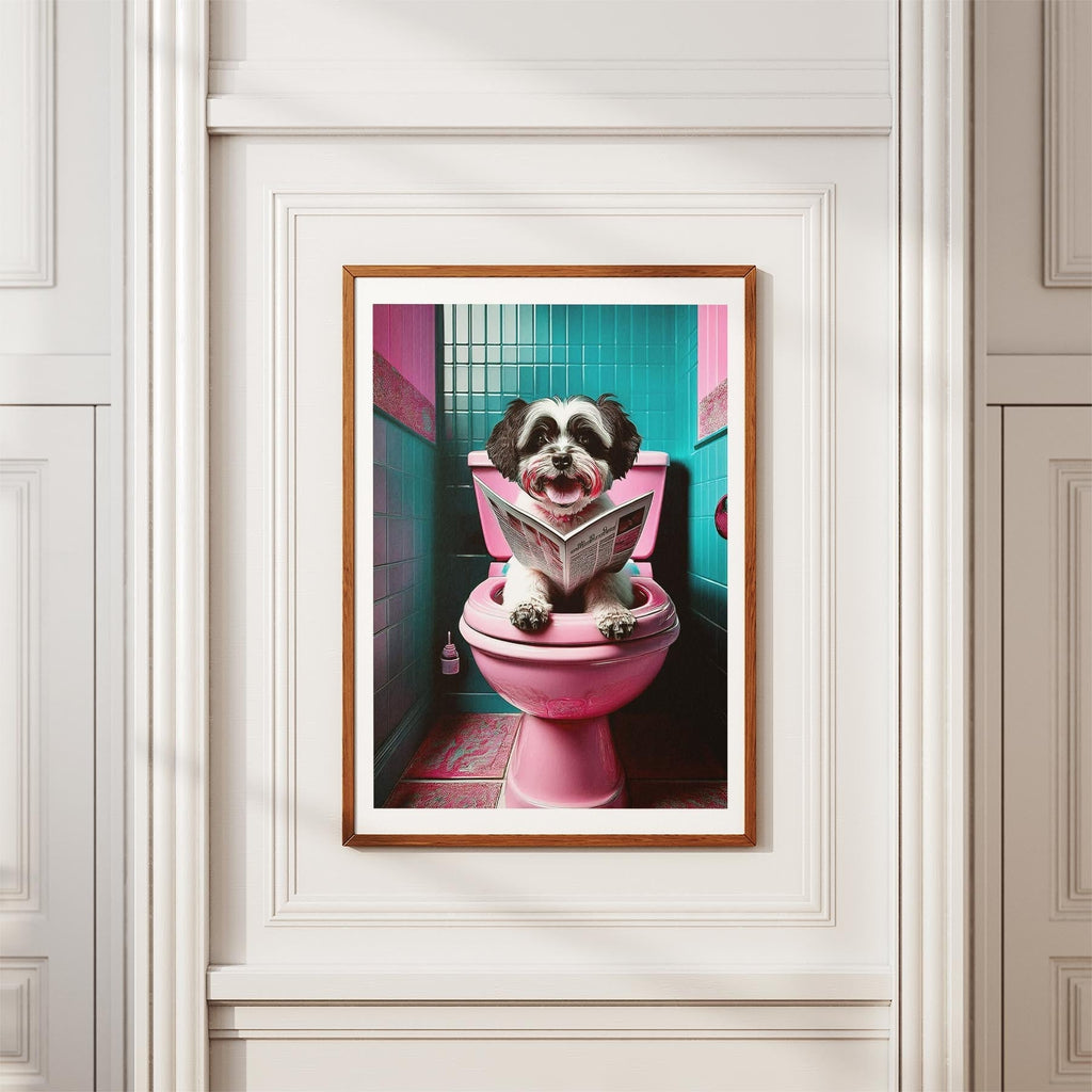 Maltese Toilet Dogs PInk and Turquise image 3