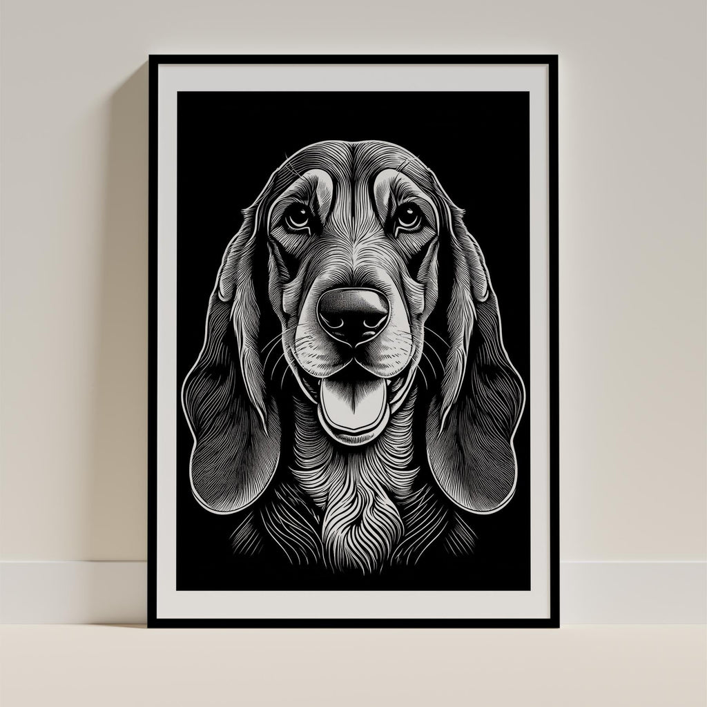 Bloodhound Line Dog Series in Black and White image 0