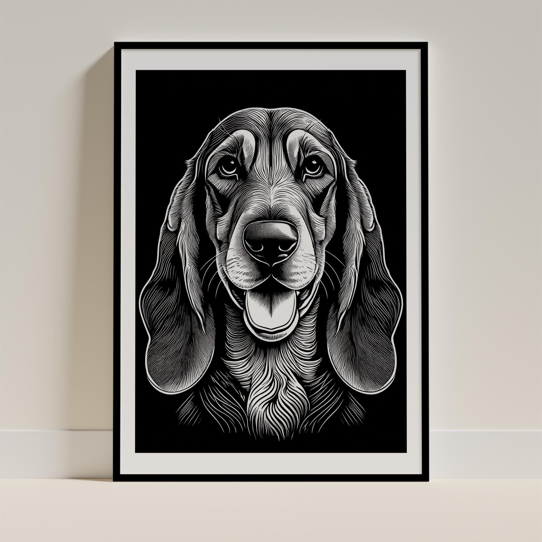 Bloodhound Line Dog Series in Black and White image 0