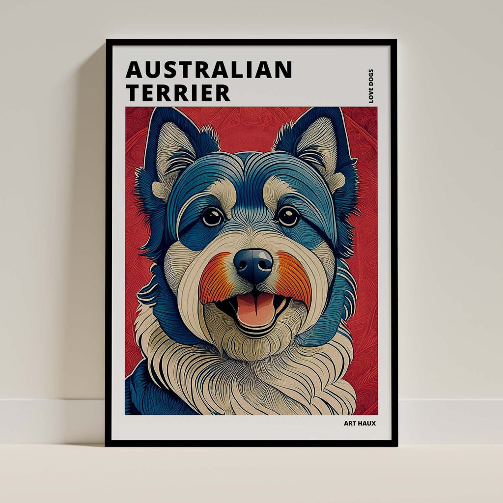 Australian Terrier Hokusai Japanese Inspired Dog Series with Text image 0