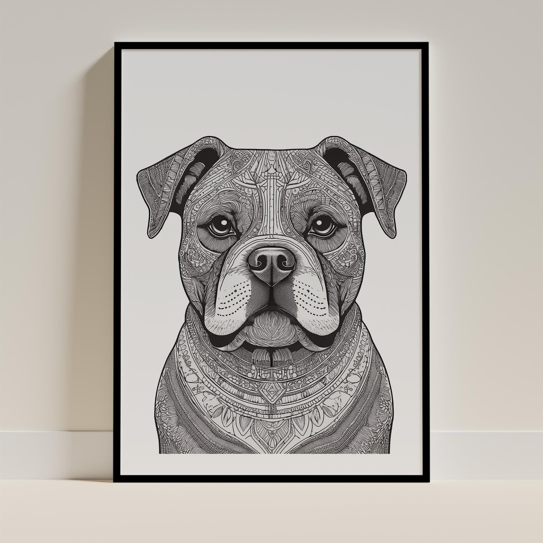 Bulldog Mandala Black and White Dog Series image 0