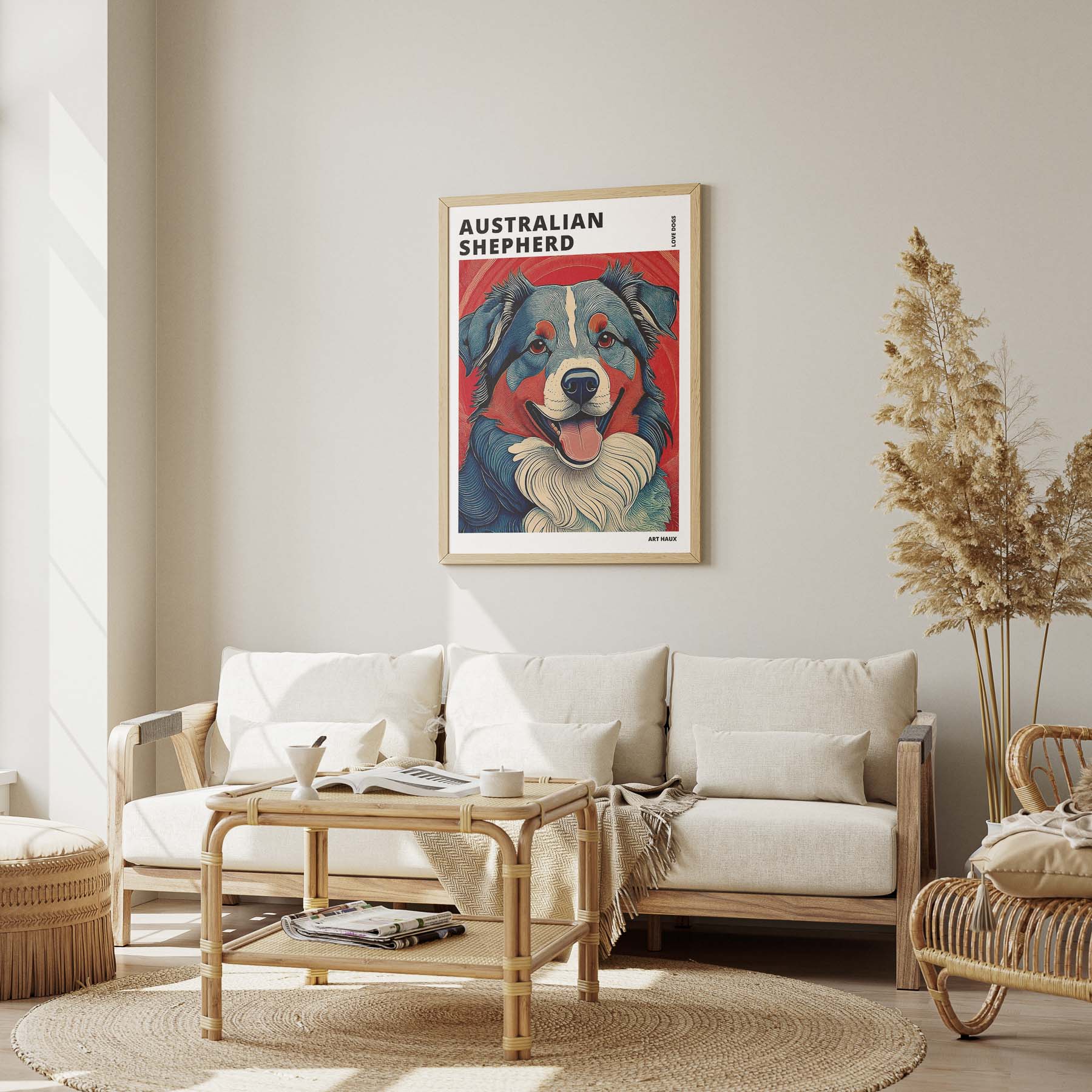 Australian Shepherd Hokusai Japanese Inspired Dog Series with Text image 2