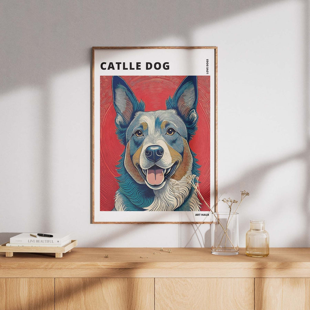 Cattle Dog Hokusai Japanese Inspired Dog Series with Text image 7