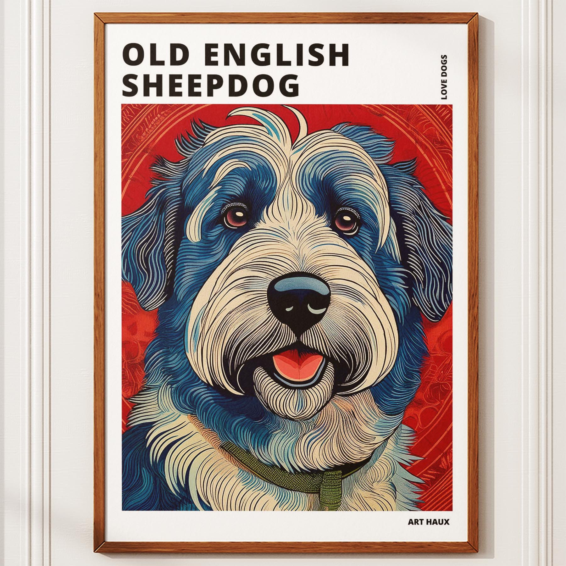 Old English Sheepdog Hokusai Japanese Inspired Dog Series with Text image 9