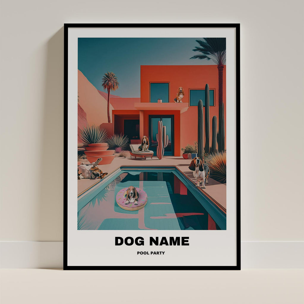 Basset Hound Custom Pool Party WITH TEXT image 0