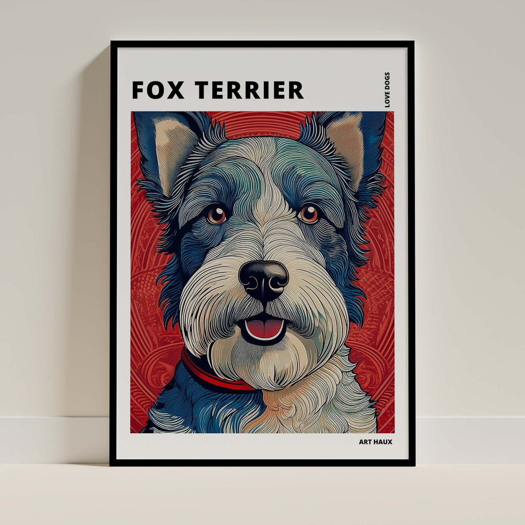 Fox Terrier Hokusai Japanese Inspired Dog Series with Text image 0